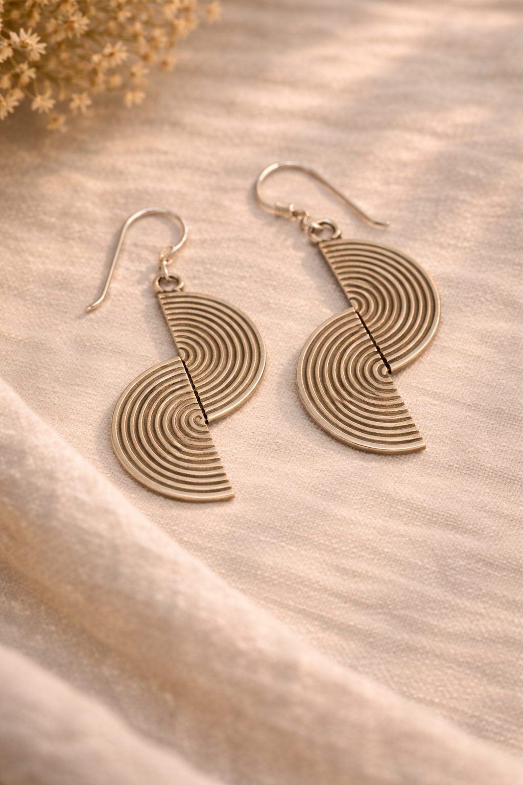 Dual Arc Silver Earrings