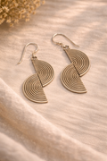 Dual Arc Silver Earrings