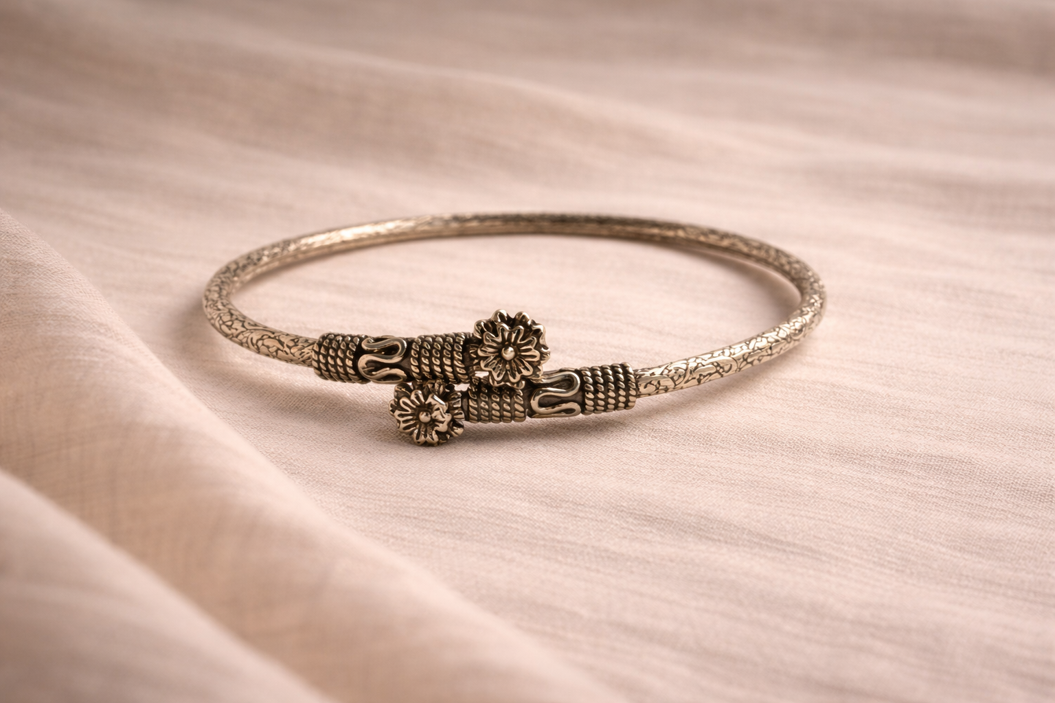 Blossom Torque Silver Arm Band