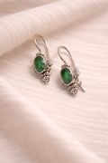 Green Glow Silver Earrings