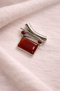 Crimson Horizon Silver Pendant