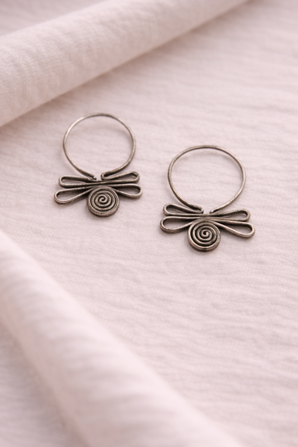 Spiral Wing Silver Earrings