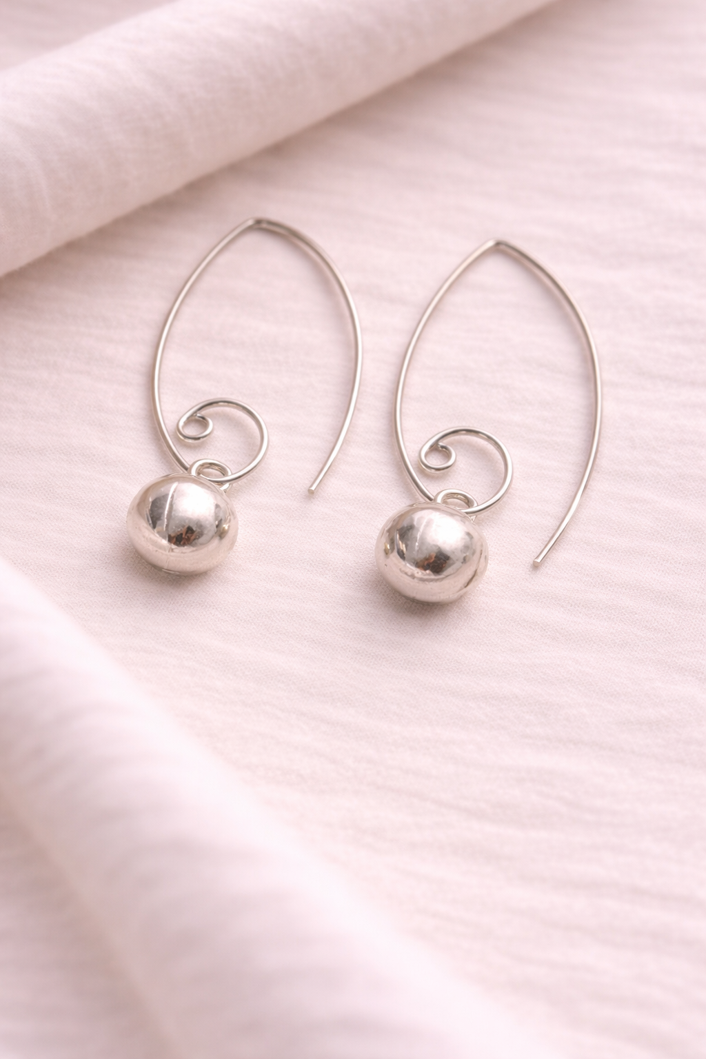 Silver Drop Curve Earrings