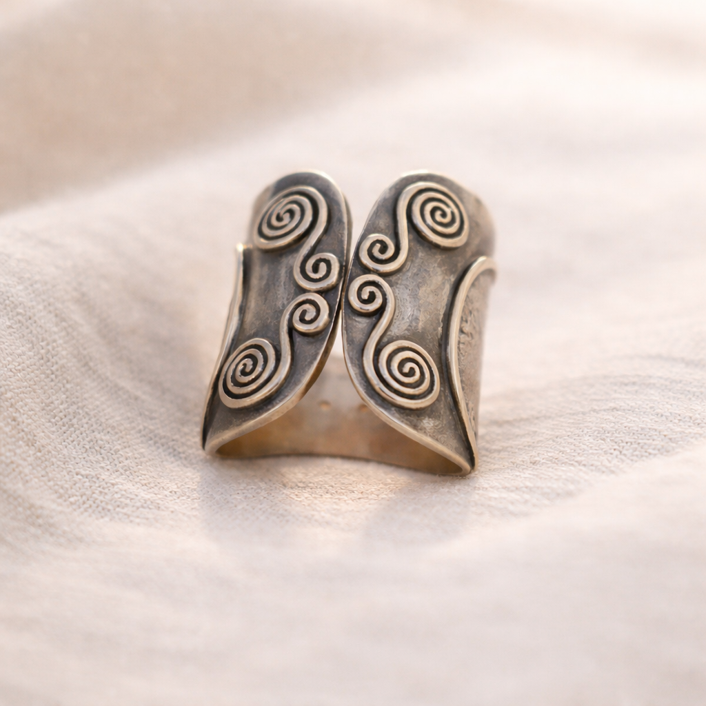 Twin Spiral Silver Ring