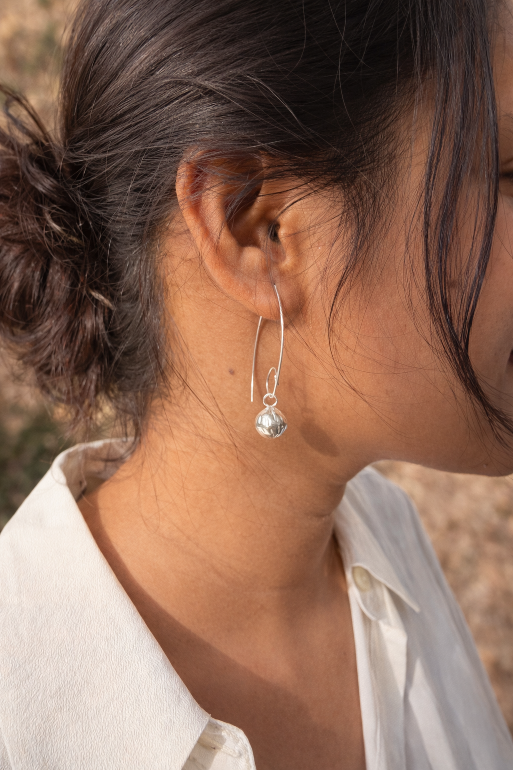 Silver Drop Curve Earrings