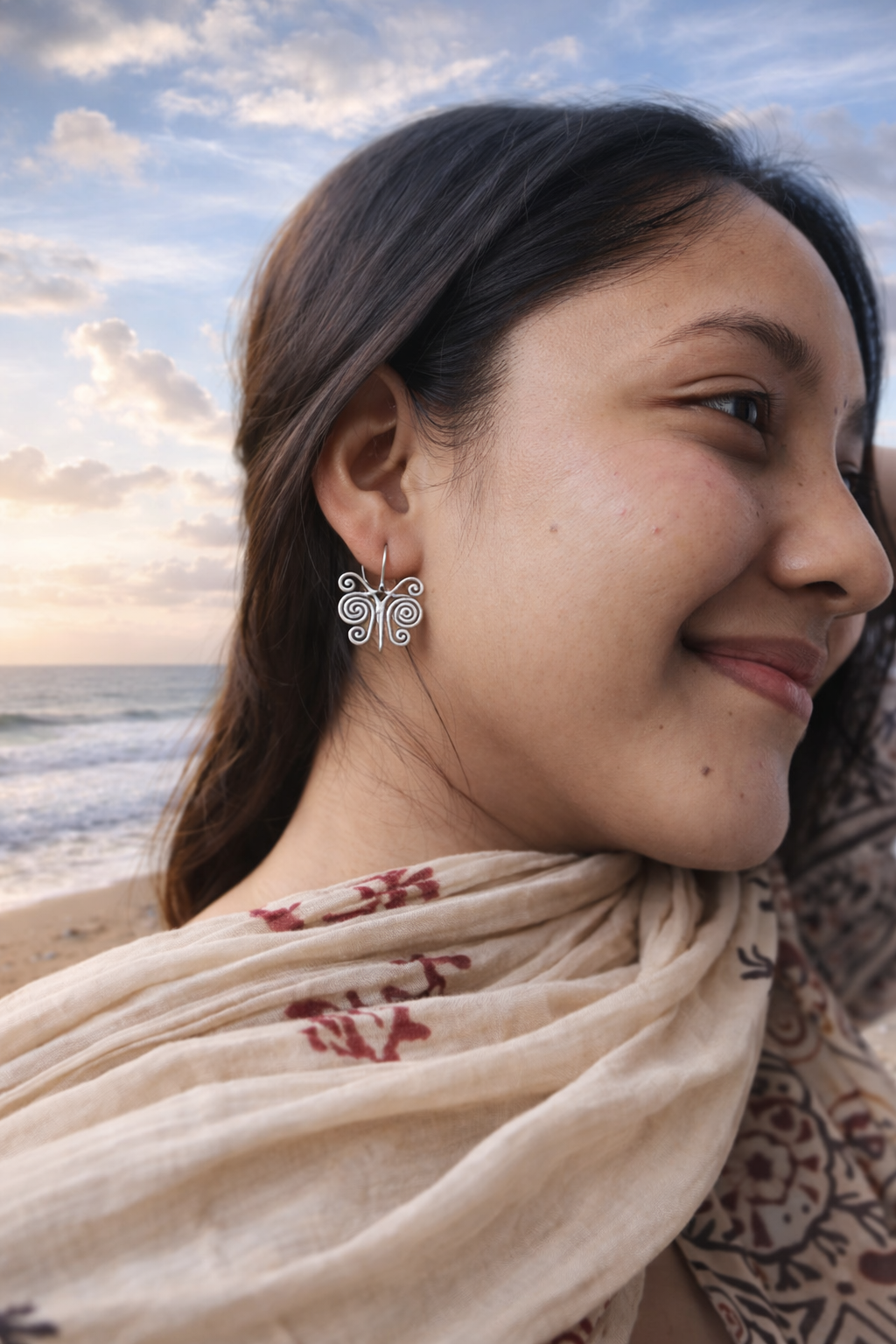 Whisper Spiral Silver Ear Tops