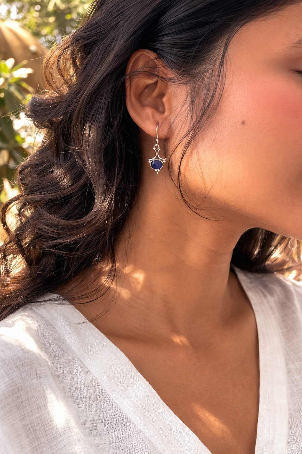 Midnight Stone Silver Earrings