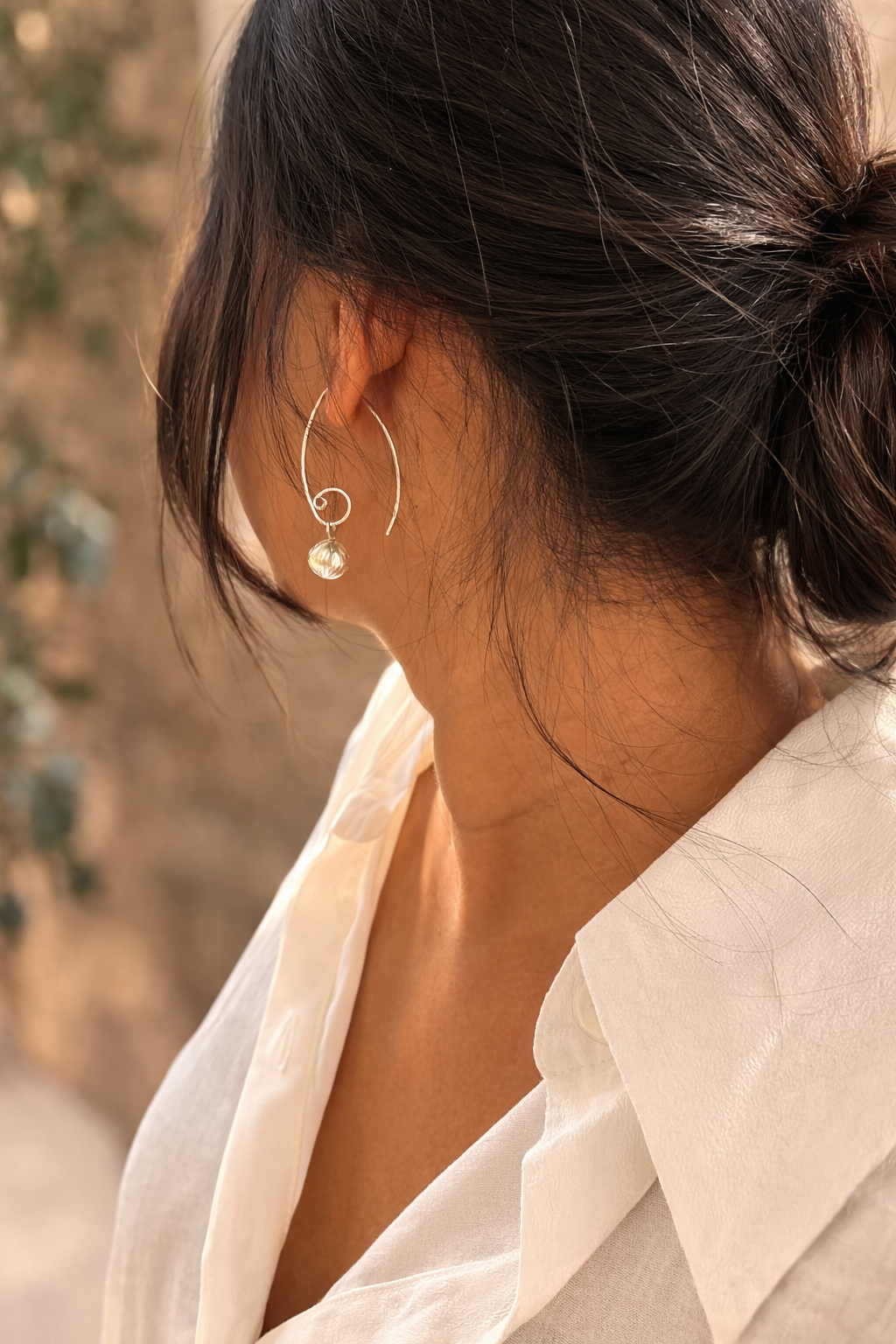 Silver Drop Curve Earrings