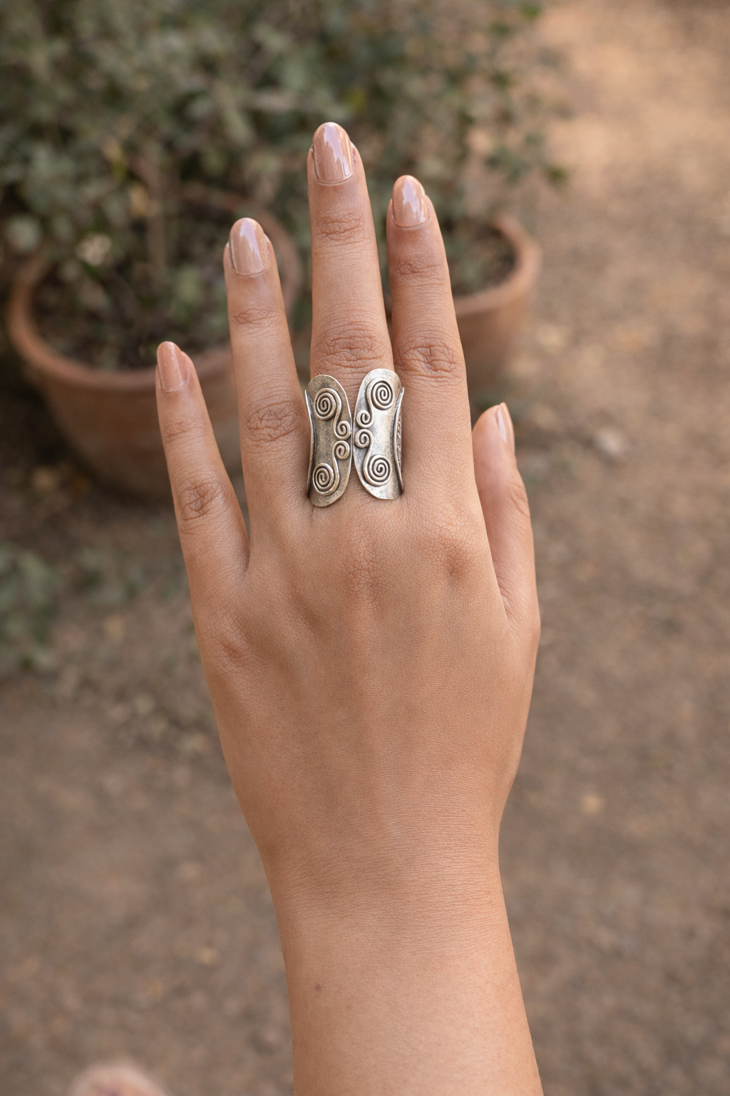 Twin Spiral Silver Ring