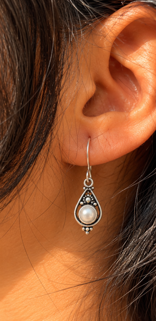 Pearl Drop Silver Earrings | Tara