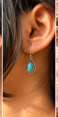 Turquoise Drop Silver Earrings | Neerja